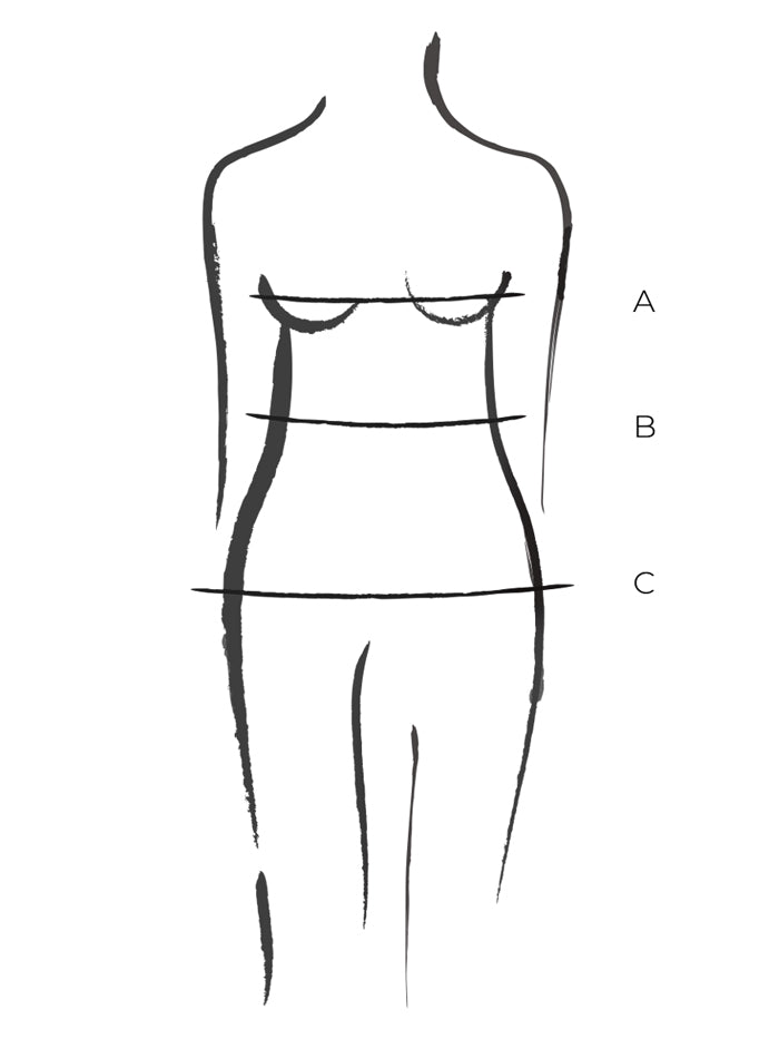 Sizing sketch with A, B, C markers